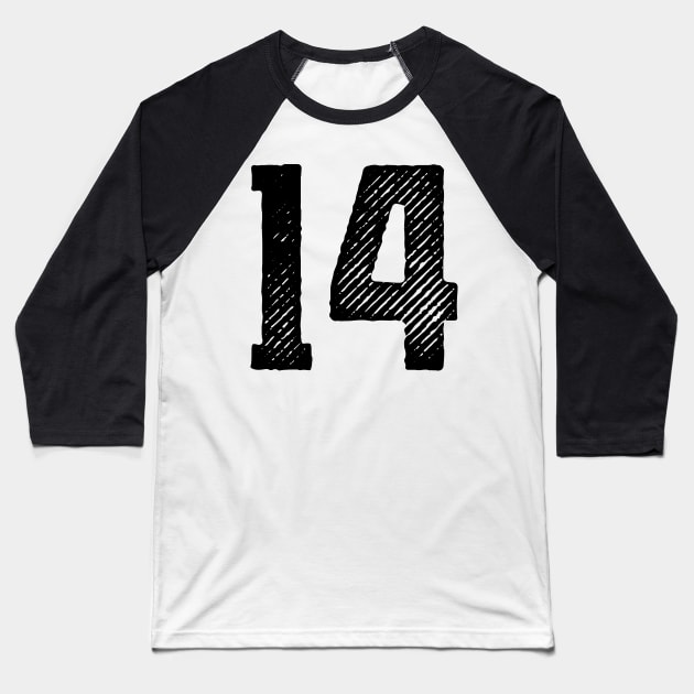 Rough Number 14 Baseball T-Shirt by colorsplash